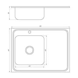 Мийка кухонна Mira MR 8060 L E Left прямокутна 800х600х180 мм Satin 30412 - мініатюра 2