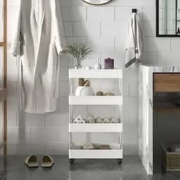 Пересувна підлогова полиця 39х12.5х80 см на коліщатках Bathroom Rack Біла 4 яруси XYX-2020A - мініатюра 3