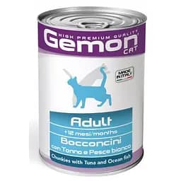 Вологий корм Gemon Cat Wet для дорослих кішок з тунцем та океанічною рибкою 415 гр