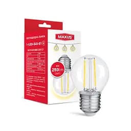Лампа світлодіодна філаментна Maxus G45 4W 3000K 220V E27 (1-LED-545-01)