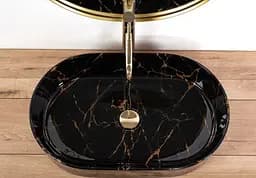 Умивальник Rea Nadia black marble shiny накладний REA-U0539, Чорний матовий - мініатюра 3