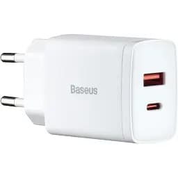 Сетевое зарядное устройство Baseus Compact Quick Charger 20W QC+PD (1Type - C+1USB) Белый