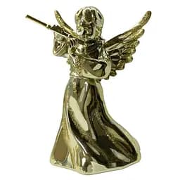 Новорічна підвіска MIS LT Янгол з сопілкою великий 6х4,5х10 см золота гальваніка