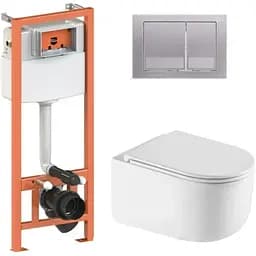 Набір Q-tap Nest 4 в 1 підвісний унітаз Taurus Ultra Quiet 490x360x380 + комплект інсталяції QT2433084EUQW46150