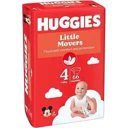 Набір підгузків Huggies Little Movers 4 (7-18 кг) 132 шт. (2 п. x 66 шт.) - мініатюра 3