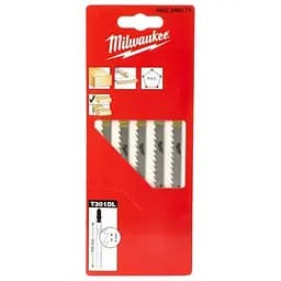 Полотна для лобзиків T301DL MILWAUKEE, 105х4,0мм, (5шт), (деревина, чистий різ)