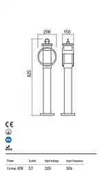 Стовпчик COMPASS ST 825 mm E27 42W IP33 CF (4.1.1) Redo 9573 - мініатюра 3