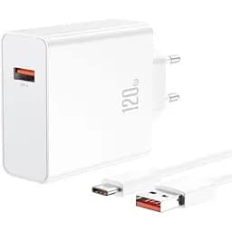 Зарядний пристрій XO L128 120W вихід USB-A з кабелем Type-C