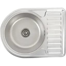 Кухонна мийка Рlatinum Декор 5844 з нержавіючої сталі 0.8 мм асиметрична 58x44 см (000018185)