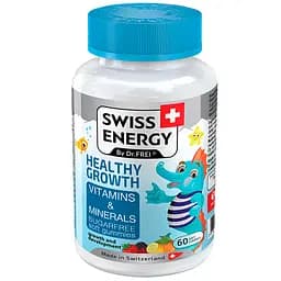 Вітаміни та мінерали для дітей від 3 років Swiss Energy Healthy Growth Vitamins Minerals без цукру, для росту, розвитку та імунітету 60 жувальних цукерок