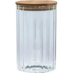 Ємність скляна Vittor з дерев'яною кришкою кругла смугаста 1100 мл VT-7611 (135498)