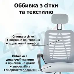 Крісло комп'ютерне 4Points Crystal сітчаста тканина, чорна металева основа