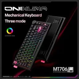 Клавіатура Onikuma ігрова бездротова для ігор з RGB підсвіткою та 3 режимами підключення до 600 годин роботи чорний - мініатюра 2