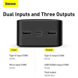 Зовнішній акумулятор Baseus Bipow Digital Display 30000 mAh 15w (PPDML-K01) чорний - мініатюра 7