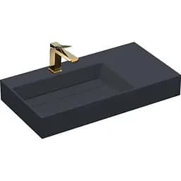 Умивальник Rea Archi 75 black matt накладний підвісний REA-U4303, Чорний матовий