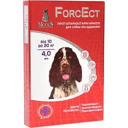 Противопаразитарные капли Modes ForcEct для собак и щенков 10-20 кг 4 мл
