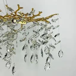 Видовжена золота люстра DIAMINA з кришталевим камінням у корпусі 120 см | Арт. 33007-L1200*400 GD | Line F - мініатюра 6