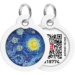 Адресник для собак і котів Waudog Smart ID з QR паспортом, Водяні лілії, M, діаметр 30 мм