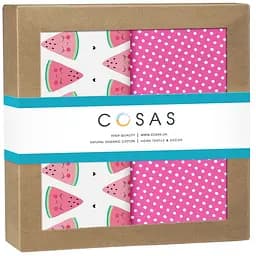 Пелюшки дитячі багаторазові CosasWwatermelon 2 шт 80х100 см (Бязь_Кавун_ГорохМалина)