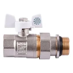 Кран кульовий з американкою Q Professional QP003 PN40 3/4″ антипротікання, Білий метелик