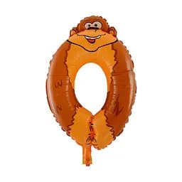 Шар воздушный фольгированный Смешные цифры - 0 (40 см), обезьянка