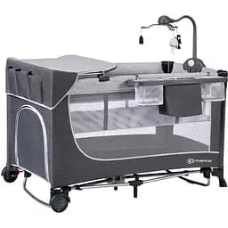 Кровать-манеж с пеленатором Kinderkraft Leody Grey (KCLEOD00GRY00AC)