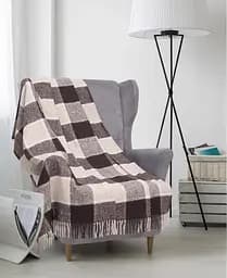 Плед вовняний Vladi Палермо 140x200 біло-світло-бежево-коричневий