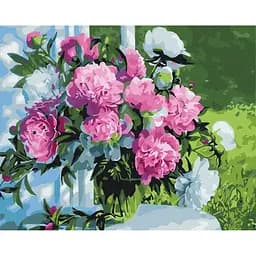 Картина по номерам на підрамнику Brushme Букет піонів в саду
