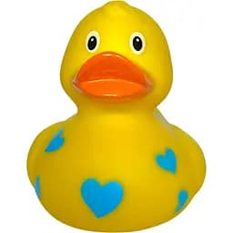 Утка FunnyDucks Желтая в голубых сердечках (0905)