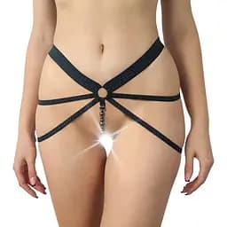 Сексуальні трусики з гальванічними перлами Art of Sex - SEA колір Чорний One size