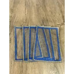 Подставки под столовый сервиз с сине-желтой стразовой лентой 20х30 см