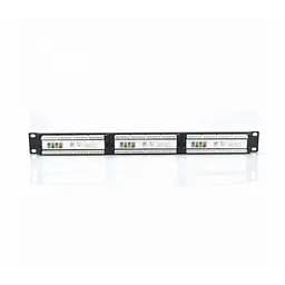 Патч-панель Ritar 24 порти UTP DUAL кат 5Е 19" 1U неекранована чорна, з заднім організатором кабелю Q25 (73-00886) - мініатюра 2