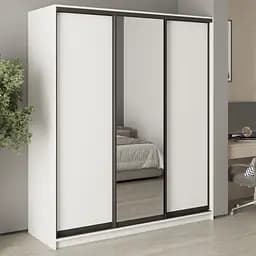 Шкаф-купе трехдверный MebelStar Стандарт BG 2ДСП/Зеркало 180x45x210 см Аляска белый (MBS-8328)