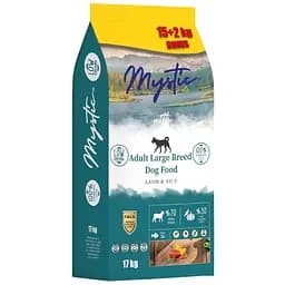Сухий корм для дорослих собак великих порід Mystic беззерновий з ягням та рисом 15 кг+2 кг