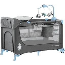 Ліжко-манеж з пеленатором Kinderkraft Joy Blue сіре з блакитним (00-00158382)