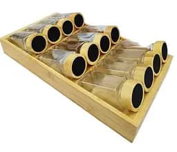 Набор стеклянных баночек для специй Vittora VT-8902-12 органайзер 12 баночек 120 мл с деревяной полочкой