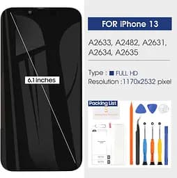 РК-екран для iPhone 13 Дисплей 6,1 дюйма для iPhone 13 Сенсорний екран для iPhone13 РК-дисплей A2633 A2482 A2631 A2634 A2635 - мініатюра 6