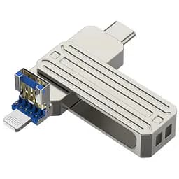 Флеш-накопичувач WIWU Wi-FD001 3in1 (USB-A/C/L) USB 3.0 — 32GB Silver - мініатюра 5