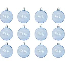 Набір ялинкових іграшок - напівпрозорі кулі Linhai 12 шт D6 см синій пластик (892128)