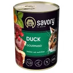 Вологий корм для кішок Savory Cat Can Adult для вибагливих котів (качка) 400 г (4820232630624)