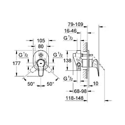 Змішувач прихованого монтажу Grohe Bau Flow 29045000 , Хром - мініатюра 3