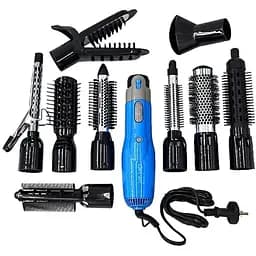 Фен-шітка-браш Gemei 4833 стайлер з обертовими насадками щітка для накрутки завивки волосся гребінець