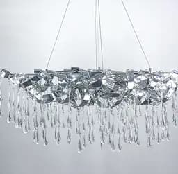 Подвесной удлиненный светильник хром со стеклянными закрученными подвесами Line.F MD 9015-1200-15P CH