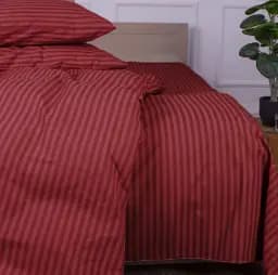 Простирадло MirSon Бязь Stripe Red на резинці 60х120 см червоне (2200010365375)