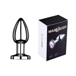 Пробка анальна сталева з вібрацією та світлодіодами USB 7,2 см. K000786