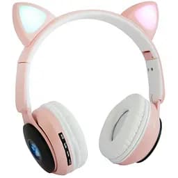 Детские наушники без проводов "Wireless earphone ST77M" Розовые, bluetooth наушники с кошачьими ушками (ST)