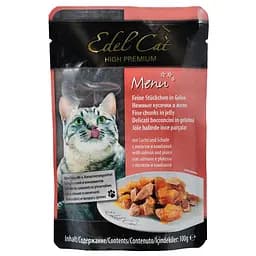Вологий корм для котів Edel Cat pouch 100 г (лосось та камбала в желе)