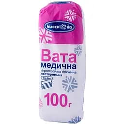 Вата медична гігієнічна Білосніжка нестерильна зигзаг 100 г (295744)