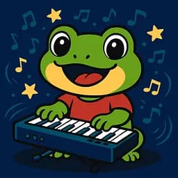 Картина по номерам для детей "Жаба з піаніно" Ideyka 25х25 см КНО1303