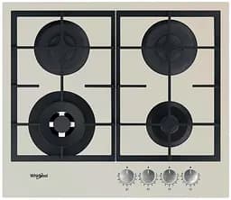 Whirlpool Варильна поверхня газова, 60см, чугун, конфорка з підвійним рядом полум'я, бежевий